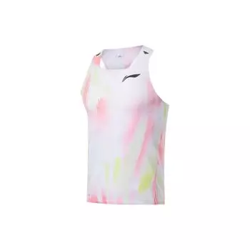 Li-Ning Full Print Reflective Running Quick-Dry Breathable Fitted Sleeveless Sports Top Men tops Fluorescent-Yellow Green AAYT083-1 XXL