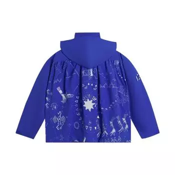 Li Ning Fun Pattern Printed Zipper Hooded Jacket Women Jackets Blue AFDSB42-1 XS