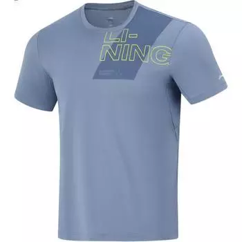 Li-Ning Functional All-Weather Minimalist Printed Fitness Short Sleeve T-Shirt Men Tops Dust-Blue ATSU427-4 M