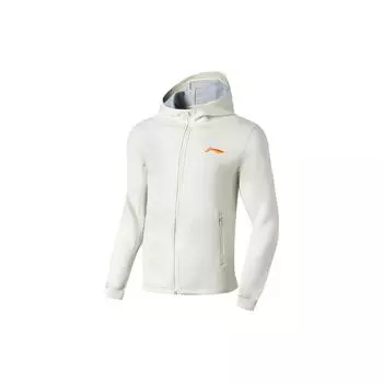 Li-Ning Функциональная всепогодная толстовка-кардиган с капюшоном и принтом логотипа Мужские толстовки кремово-белого цвета AWDT171-1 XL