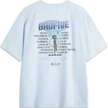 Li-Ning Футболка Anti-Five Series с круглым вырезом и принтом букв, удобная, дышащая, свободная, с коротким рукавом, мужская, небесно-голубая, AHSU149-4 M