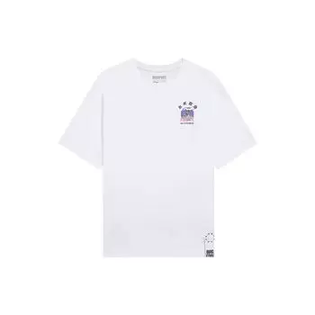Li-Ning Футболка Badfive Series Deception-Themed Casual Solid Color Letter Print с круглым вырезом и коротким рукавом, мужские топы, белая AHSS391-4