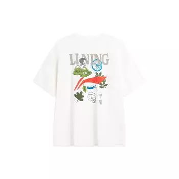 Li-Ning Футболка Cool Tea, быстросохнущая, антибактериальная, для активного отдыха, повседневная, с круглым вырезом, с коротким рукавом, спущенными плечами, унисекс, топы AHSU667-1 XXL