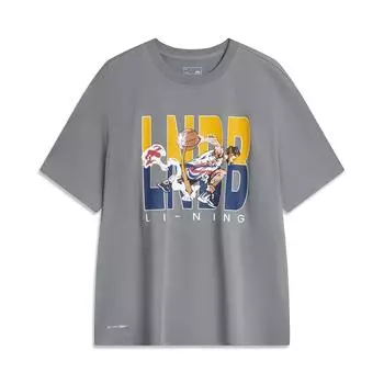 Li-Ning Футболка Cool Tea, быстросохнущая, антибактериальная, с круглым вырезом, с надписью «Legop», с коротким рукавом и заниженной линией плеч, мужские топы AHSU675-2 XL