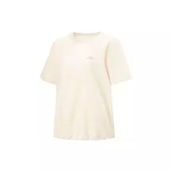 Li-Ning Футболка Cool Tea, быстросохнущая, классная, повседневная, с круглым вырезом, с принтом букв, спортивная, с коротким рукавом, женская, цвет не совсем белый ATSU590-1 L