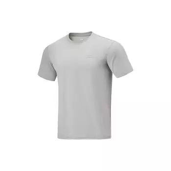 Li-Ning Футболка Cooling Tea T Quick-Dry Cool Casual Printed Letter Round Neck Sports Knit Short Sleeve T Shirt Men tops Ultimate-Gray ATSU587-5 S