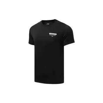 Li-Ning Футболка Fitness Series Letter Logo быстросохнущая дышащая для бега и тренировок, мужские топы, черные ATSR241-1 S