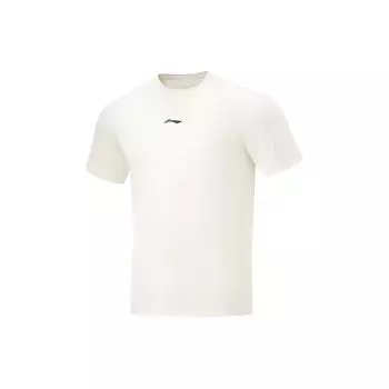 Li-Ning Футболка Fitness Series Letter Print, влагоотводящая, быстросохнущая, с круглым вырезом и коротким рукавом, мужская, цвет белый ATSU425-2 3XL