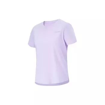 Li-Ning Футболка Fitness Series, однотонная, влагоотводящая, быстросохнущая, светоотражающая, с круглым вырезом и коротким рукавом, женская, сиренево-фиолетовая ATSU454-5 S