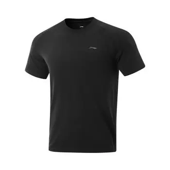 Li-Ning Футболка Fitness Series с круглым вырезом и коротким рукавом, с надписью Letter, мужские топы, черного цвета ATSV317-2 M
