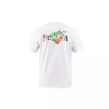 Li-Ning Футболка мужская быстросохнущая с круглым вырезом и коротким рукавом, с принтом, белая AHSR569-2 L