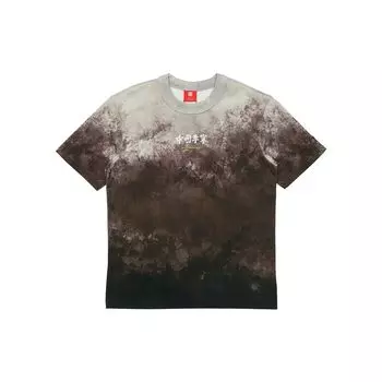 Li-Ning Футболка мужская с короткими рукавами и принтом «звездное небо» в стиле тай-дай, повседневная, спортивная, черная AHSQ629-4 S