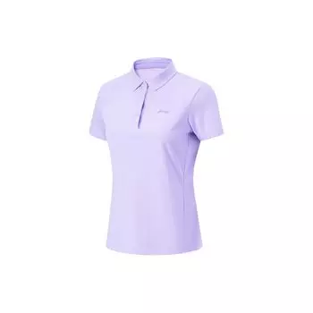 Li-Ning Футболка-поло Fitness Series однотонная, влагоотводящая, быстросохнущая, свободная, с коротким рукавом, женские топы, сиреневый APLU126-3 S