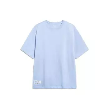 Li-Ning Футболка Pure Color с круглым вырезом и коротким рукавом, мужские топы, небесно-голубой AHST187-10 XL