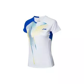 Li-Ning Футболка реглан для спортивных соревнований с коротким рукавом, быстросохнущая, холодная, женская, белая AAYR200-1 S
