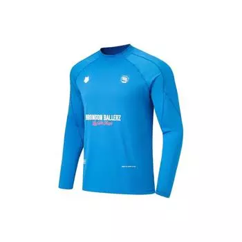 Li-Ning Футболка с длинным рукавом Badfive X Mister Cartoon Letter Print Quick-Dry, унисекс, цвет темно-синий ATLT123-3 S