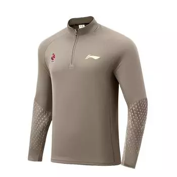 Li-Ning Футболка с длинным рукавом и принтом логотипа профессиональной баскетбольной серии, мужская, коричневая, ATLU083-3 M