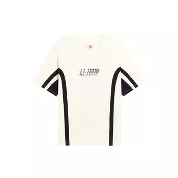 Li-Ning Футболка с контрастным полосатым принтом и круглым вырезом, с короткими рукавами, мужские топы Off-White AHSS121-1 XL