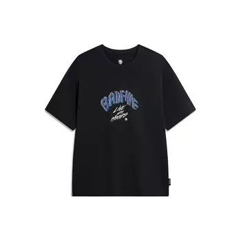 Li-Ning Футболка с коротким рукавом Badfive Letter с круглым вырезом, мужские топы, черный цвет AHSU427-1 S