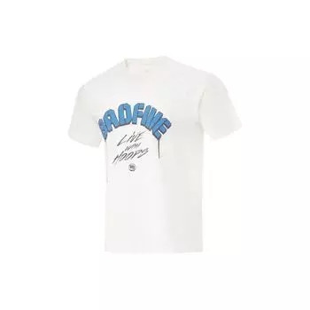 Li-Ning Футболка с коротким рукавом Badfive с принтом из быстросохнущих букв, мужская, цвет не совсем белый ATSU437-5 S