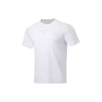 Li-Ning Футболка с коротким рукавом и круглым вырезом Fitness Series Letter, мужские топы белого цвета ATST103-2 3XL