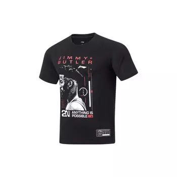 Li-Ning Футболка с коротким рукавом и круглым вырезом с надписью Professional Basketball Series, мужская, черная ATST355-1 L