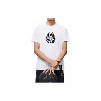 Li-Ning Футболка с коротким рукавом в китайском стиле, быстросохнущая, мужская, белая YTST129-1 M