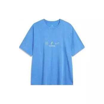 Li-Ning Футболка с коротким рукавом Wade Series Quick-Dry Ice Feel, устойчивая к ультрафиолетовому излучению, мужская, звездно-синяя, AHSU401-5 S