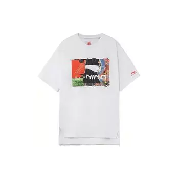 Li-Ning Футболка с круглым вырезом и принтом букв Wade Series, однотонная, мужская, белая, AHSR915-1 L