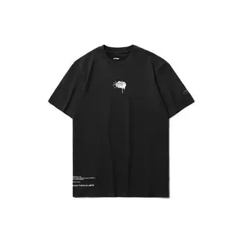 Li-Ning футболка с круглым вырезом и коротким рукавом с буквенным принтом, мужские топы, черный AHSR079-3 L