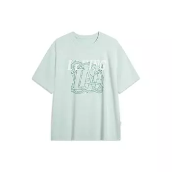 Li-Ning Футболка с круглым вырезом и короткими рукавами из серии «Китайская культура», мужские топы, бледно-синий, AHSU315-2 XS