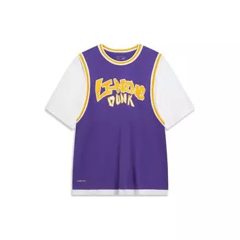 Футболка Li-Ning Color Block с круглым вырезом и коротким рукавом, унисекс, топы Freedom-Purple AHST573-2 XL