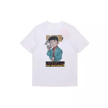 Li-Ning Футболка с круглым вырезом и рисунком из мультфильма, мужская, белая, AHSS963-1 M