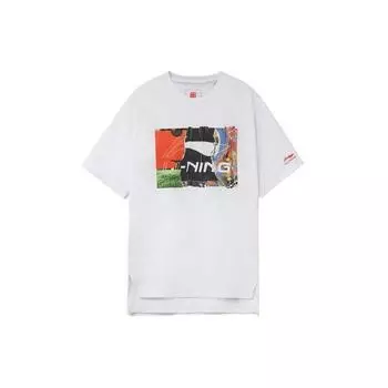 Li-Ning Футболка с круглым вырезом и принтом букв Wade Series, однотонная, мужская, белая, AHSR915-1 XL
