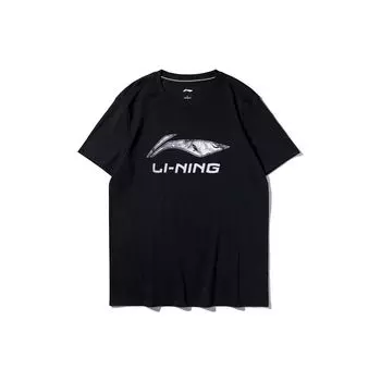 Li-Ning Футболка с круглым вырезом и коротким рукавом с логотипом, унисекс, черная ATST633-1 S