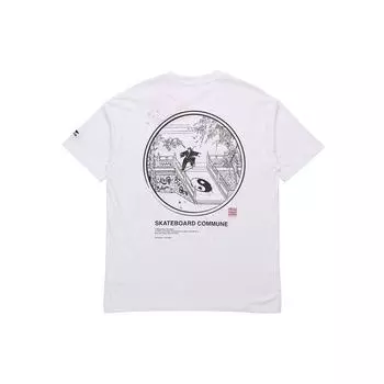 Li-Ning Футболка с круглым вырезом и коротким рукавом Skateboard Series Ink Dot Print, мужская, белая, AHSR081-3 S