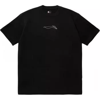 Li Ning Футболка с круглым вырезом из серии для скейтбординга с принтом, удобная спортивная футболка с коротким рукавом, мужская, топы, черная AHSU223-1 S