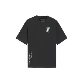 Li-Ning Футболка с круглым вырезом «Вдохновение с небес» Топы унисекс с мультяшным принтом Черная AHSS359-4 M