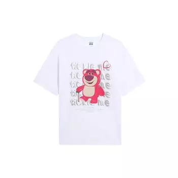 Li-Ning Футболка с круглым вырезом X Disney Toy Story SS22, футболка унисекс с принтом клубничного медведя, белые AHSS949-5 L