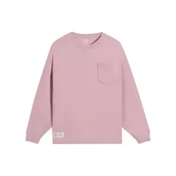 Li-Ning Футболка с логотипом Pure Color, с круглым вырезом и длинным рукавом, мужская, розовая, AHSS751-8 XL