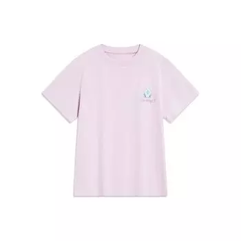 Li-Ning Футболка с принтом из серии «Китайская культура» с круглым вырезом и коротким рукавом, женская, цвет розово-фиолетовый AHST432-2 XS