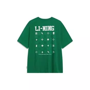 Li-Ning Футболка с принтом в виде букв на спине серии Sports Lifestyle, мужские топы, цвет прохладный-мятно-зеленый AHST437-3 L