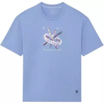 Li Ning Футболка свободного кроя с круглым вырезом и коротким рукавом с надписью Унисекс Топы Синий AHSS645-3 XL