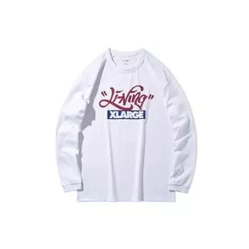 Li-Ning Футболка свободного кроя с круглым вырезом и длинным рукавом с принтом букв, мужские топы белого цвета ATLQ073-1 M