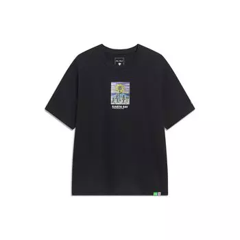 Li-Ning Футболка свободного кроя с вышитым логотипом X Steven Harrington и коротким рукавом, с круглым вырезом, унисекс, черный цвет AHST093-3 XL