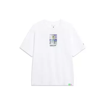 Li-Ning Футболка унисекс с коротким рукавом и вышитым логотипом X Steven Harrington, свободная, белая, AHST093-2 XL