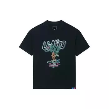Li-Ning Футболка унисекс с короткими рукавами и неоновым мультяшным принтом X Steven Harrington, черные AHSSC47-1 M