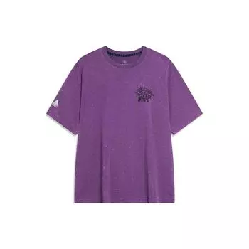 Li-Ning Футболка унисекс с круглым вырезом и коротким рукавом, свободная, с принтом серии Wade, амарантово-фиолетового цвета AHST941-7 XL
