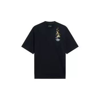 Li-Ning Футболка унисекс с круглым вырезом и принтом скейтборда Golden Era, черная, AHST101-3 M