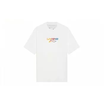 Li-Ning Футболка унисекс с вышитыми буквами и градиентом, свободная, с круглым вырезом и коротким рукавом AHSS559-2 L